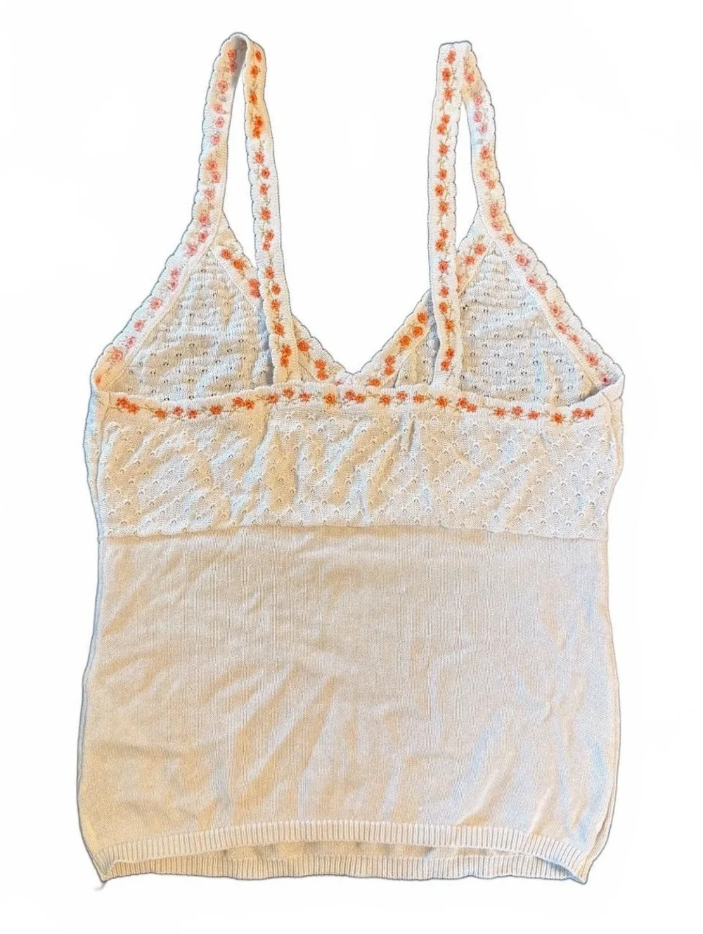 NWOT Intimately Free People Knit Cami Tank | Cream Floral Trim | Size Small